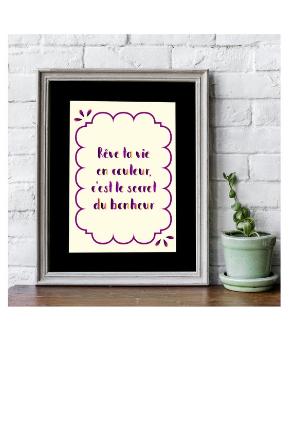 Cadre Citation Reve Ta Vie En Couleur C Est Le Etsy
