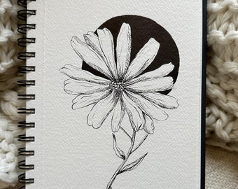 Design floral da arte da margarida | Arte Flor | Arte com caneta de tinta | Arte simples com flores | Ilustração de mícron | Ilustração Original | Desenhado à mão