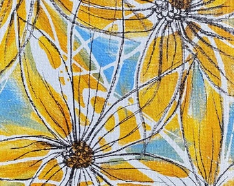 Tournesol sur toile | Peinture florale acrylique sur la toile