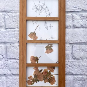 Framed Dried Flowers | Framed Floral Design | Pressed Pink Flowers | Pressed Leaves | Vintage Picture Frame