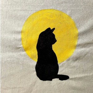 Cat and Moon Canvas Tote