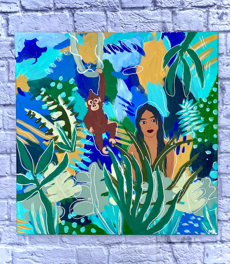 Simple Art Indian Girl Painting Boho Art Boho Acrylic Painting Rebirth