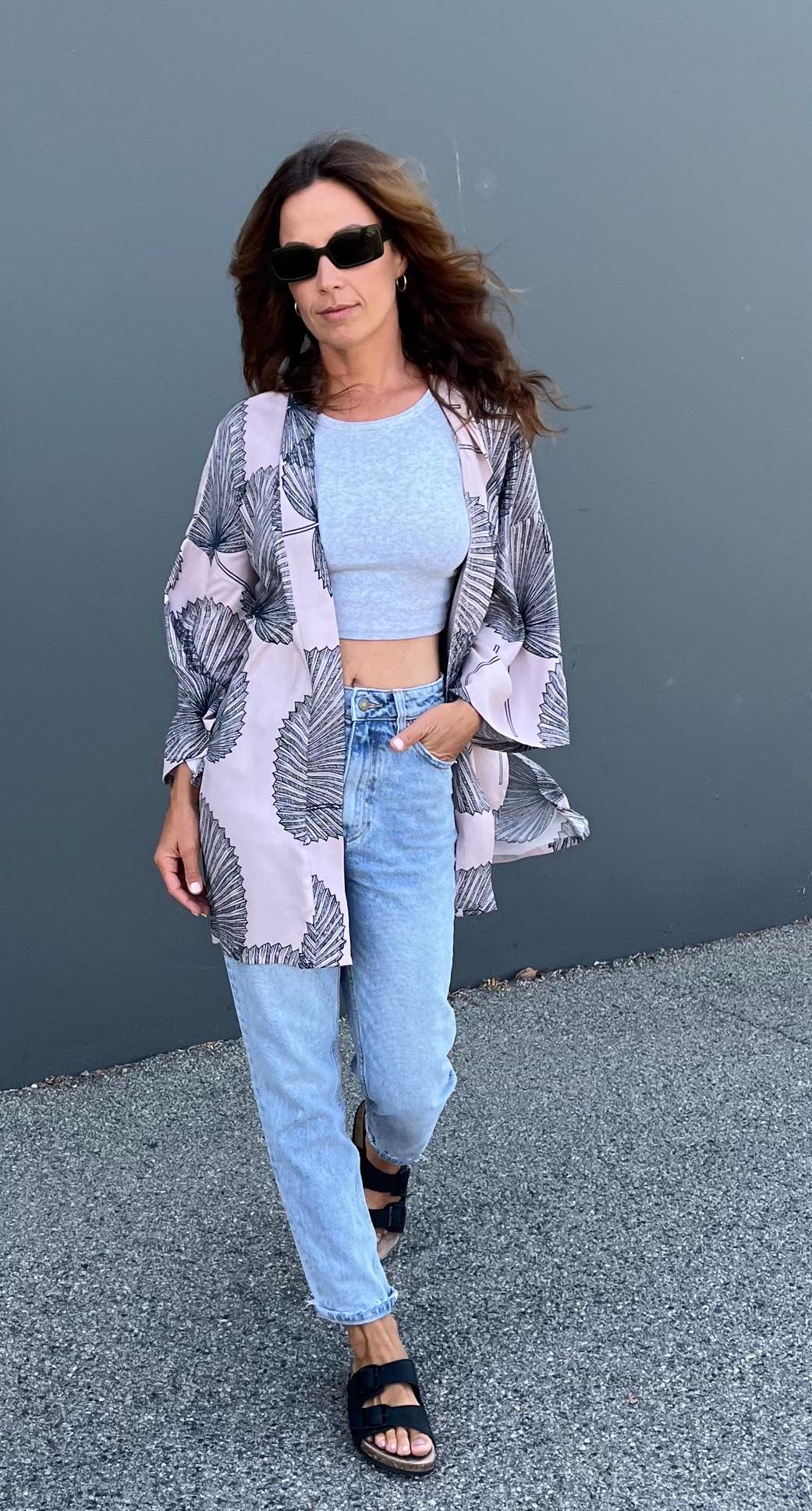 Kimono Midi Festival Housecoat Cape Coat Summer Boho Throw Beach Sauna Floral Tunic Palm Festival Homeware Bathrobe Sauna