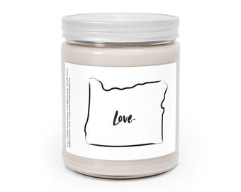 Oregon State Love Scented Candle Pacific Northwest Gift PNW Portland Salem Bend Beach Mountains Housewarming Gift 9oz Variety of Scents Home