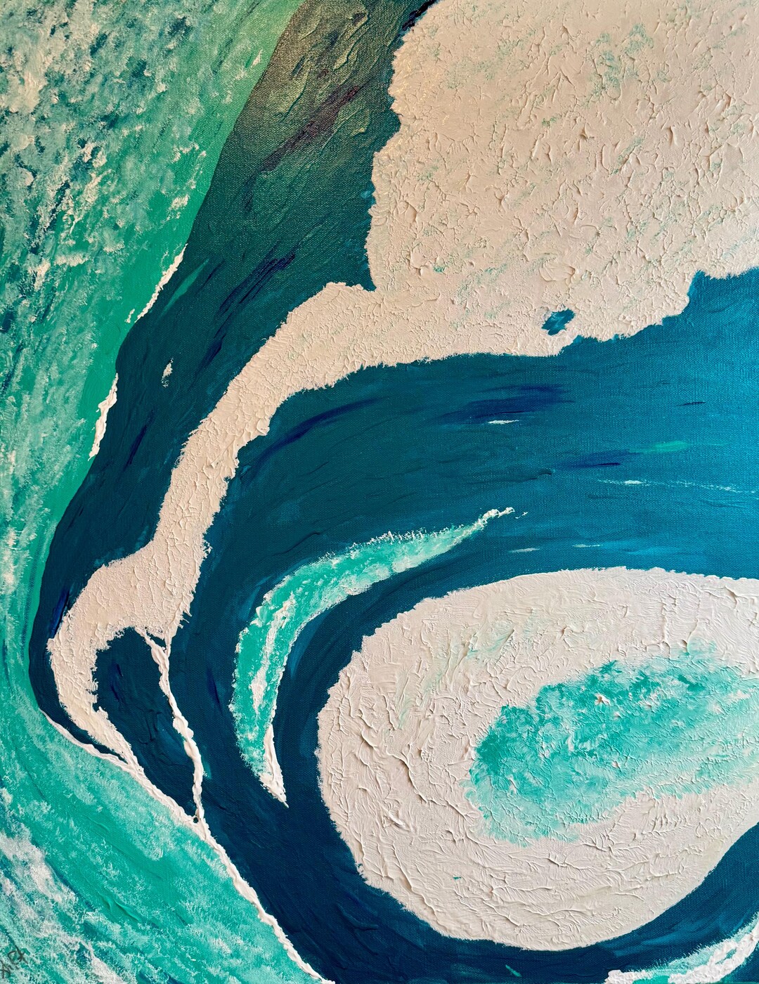 Abstract Acrylic Painting Wall Art Ocean Wave Beach Home Decor Modern ...