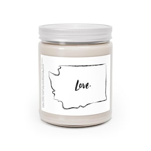 Washington State Love Scented Candle Pacific Northwest Gift PNW Seattle 9oz Nature Love Variety of Scents