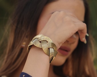 Viking Inspired: Exquisite Golden Brass Cuff for a Statement Look