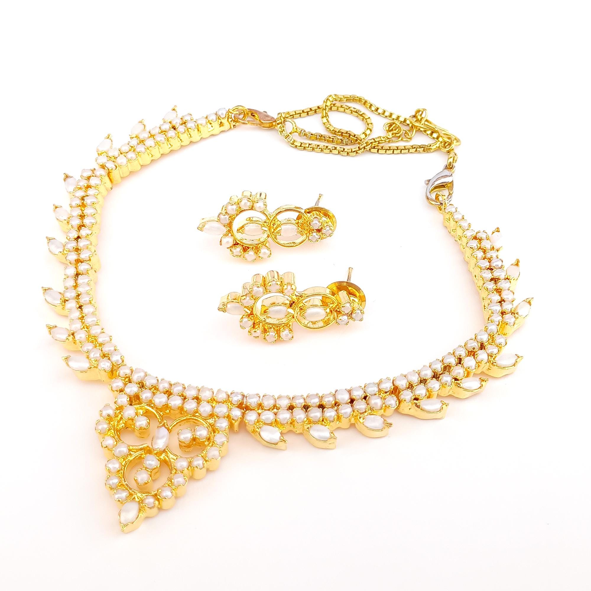 Buy Handmade Pearl Necklace: 22k Gold Plated Indian Wedding