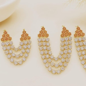 Collar Krishna Laddu Gopal / Collar de flores de 2 y 3 líneas con granate CZ / Joyería Laddu Gopal / Joyería del templo Laddu Gopal / Joyería Kanha Ji