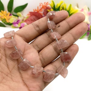 Strawberry Quartz Beads: Pink Gemstone Jewelry Making Supplies, 4.5&quot; Strand