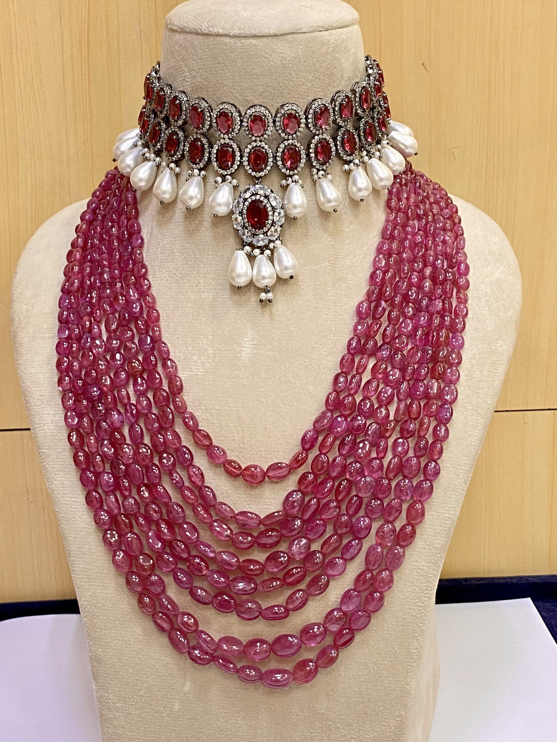 Ruby beads choker deals