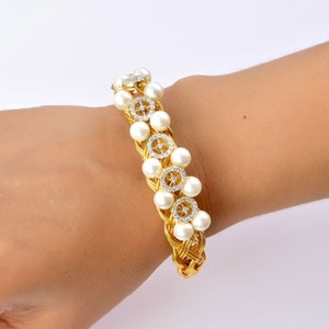 Kundan Bracelet, Women Wedding bracelet, Gold kundan Bracelet, Indian jewelry White Cz