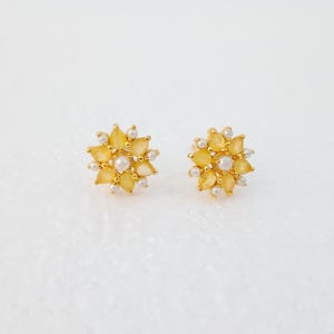 Peer Citrien & Parel Oorstekers Oorbel Dames Art Deco Oorknopjes Vergulde Studs Bruiloft Sieraden Peervorm Jubileum Cadeau, cadeaus voor haar