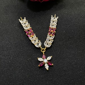 Handmade Laddu Gopal Necklace: Ruby & Cubic Zirconia, 22k Gold Plated