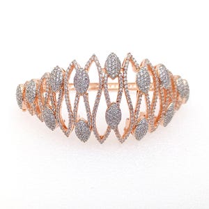 Rose Gold Cubic Zirconia Bangle: Indian Bollywood Jewelry