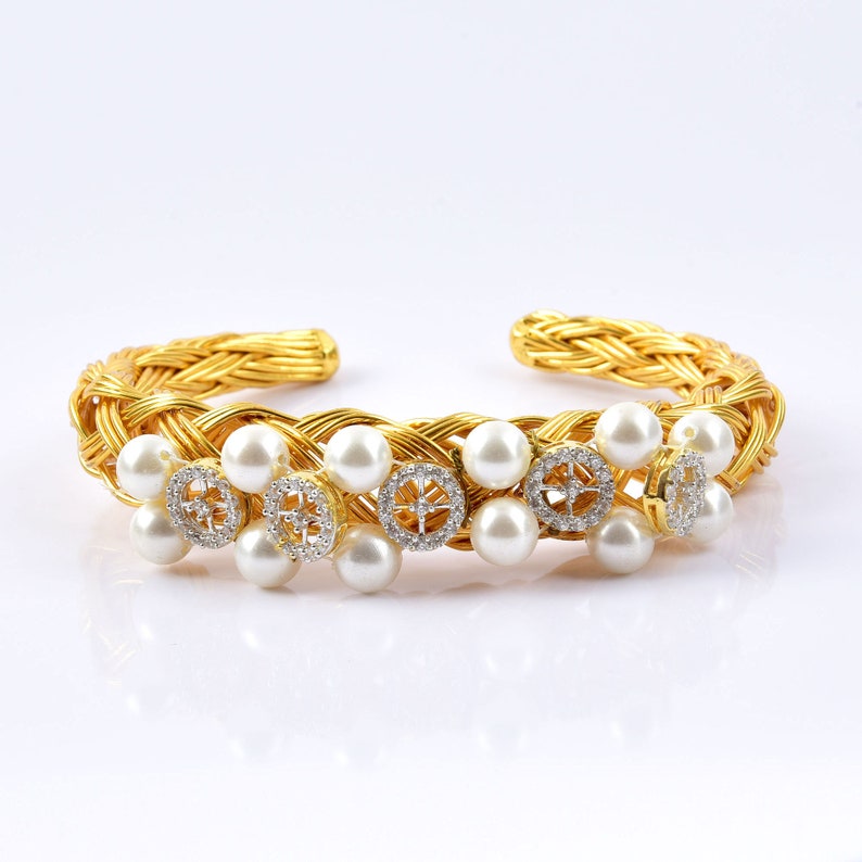 Kundan Bracelet, Women Wedding bracelet, Gold kundan Bracelet, Indian jewelry image 2