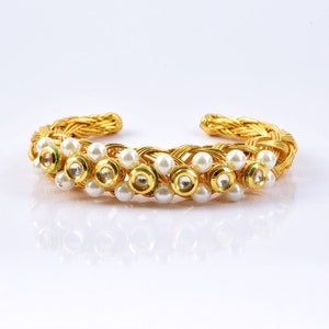 Kundan Bracelet, Women Wedding bracelet, Gold kundan Bracelet, Indian jewelry image 5