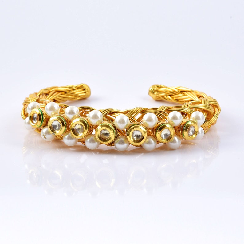 Kundan Bracelet, Women Wedding bracelet, Gold kundan Bracelet, Indian jewelry image 5