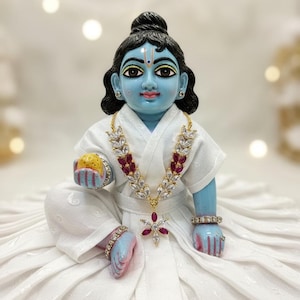 Handmade Laddu Gopal Necklace: Ruby & Cubic Zirconia, 22k Gold Plated