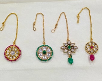 22k vergulde Kundan Maang Tikka Indiase sieraden Tika | kundan tika | kundan-sieraden |  Indiase sieraden | Bollywood-Indiase huwelijkssieraden