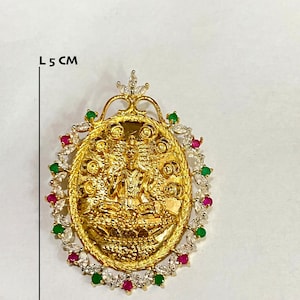 22k Gold Plated Lakshmi Pendant: South Indian Goddess Locket