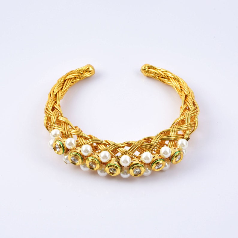 Kundan Bracelet, Women Wedding bracelet, Gold kundan Bracelet, Indian jewelry image 6