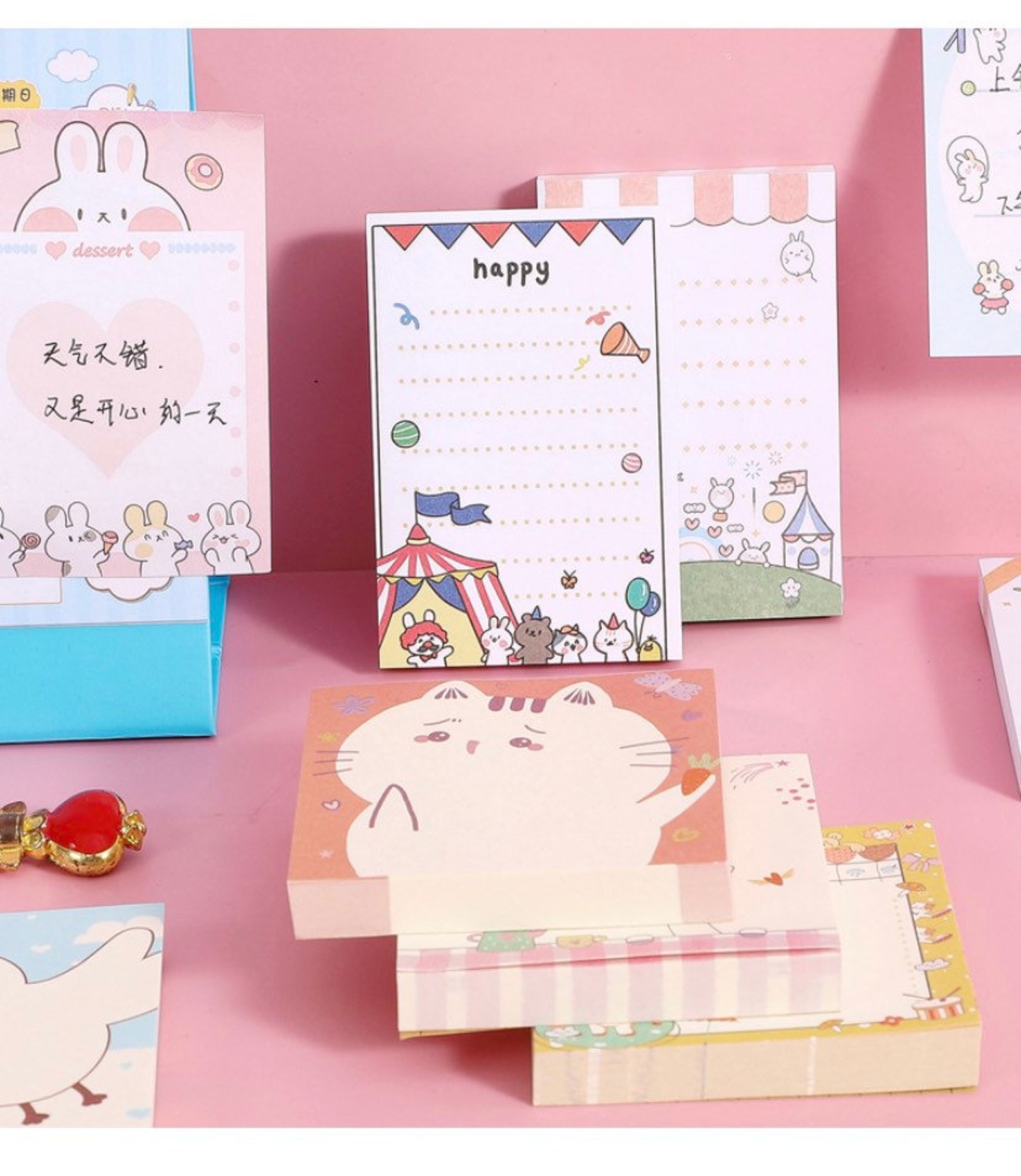 50/100pcs Cute Memo Pads Kawaii Notepads Set Cute Stickers | Etsy