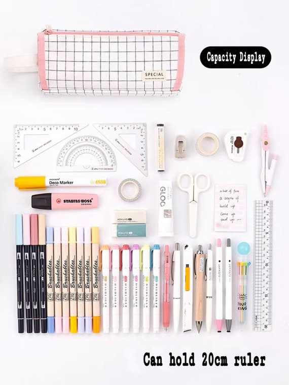 Cute Grid Pattern Pencil Case, Cute Pen Pouch, Cute Korean Pencil Case,  Kawaii Multi-layer Pencil Pouch, Back to School Pen Pouch, Journal -   Israel