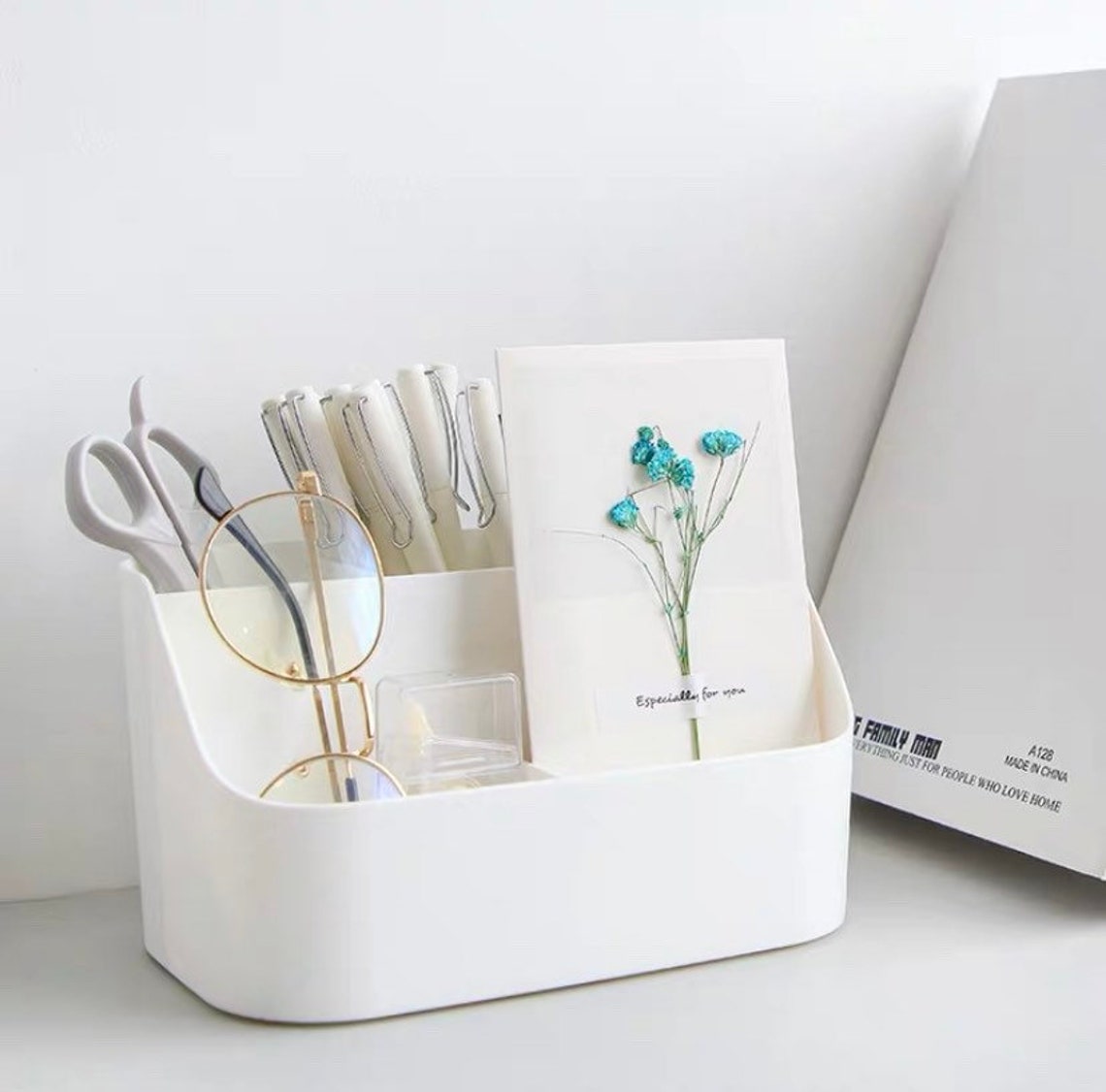 Aesthetic Desk Organizer Kawaii White Desk Organizer Cute Etsy