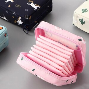 Cute Sanitary Zipper Pouch, Aesthetic Feminine Product Storage Bag, Towel Organizer Pouch, LipStick Make Up Storage Bag, Hygiene Pad Storage