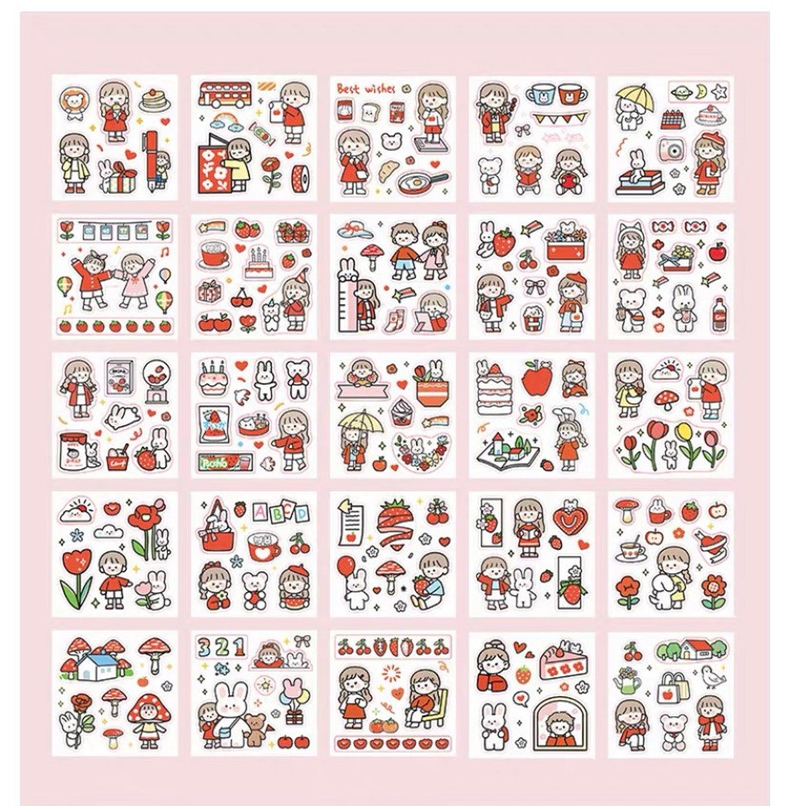 50Sheet/ 100Sheet Cute Sticker Kawaii Stickers Happy Mail Etsy
