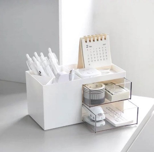 Aesthetic Desk Organizer Kawaii White Desk Organizer Cute
