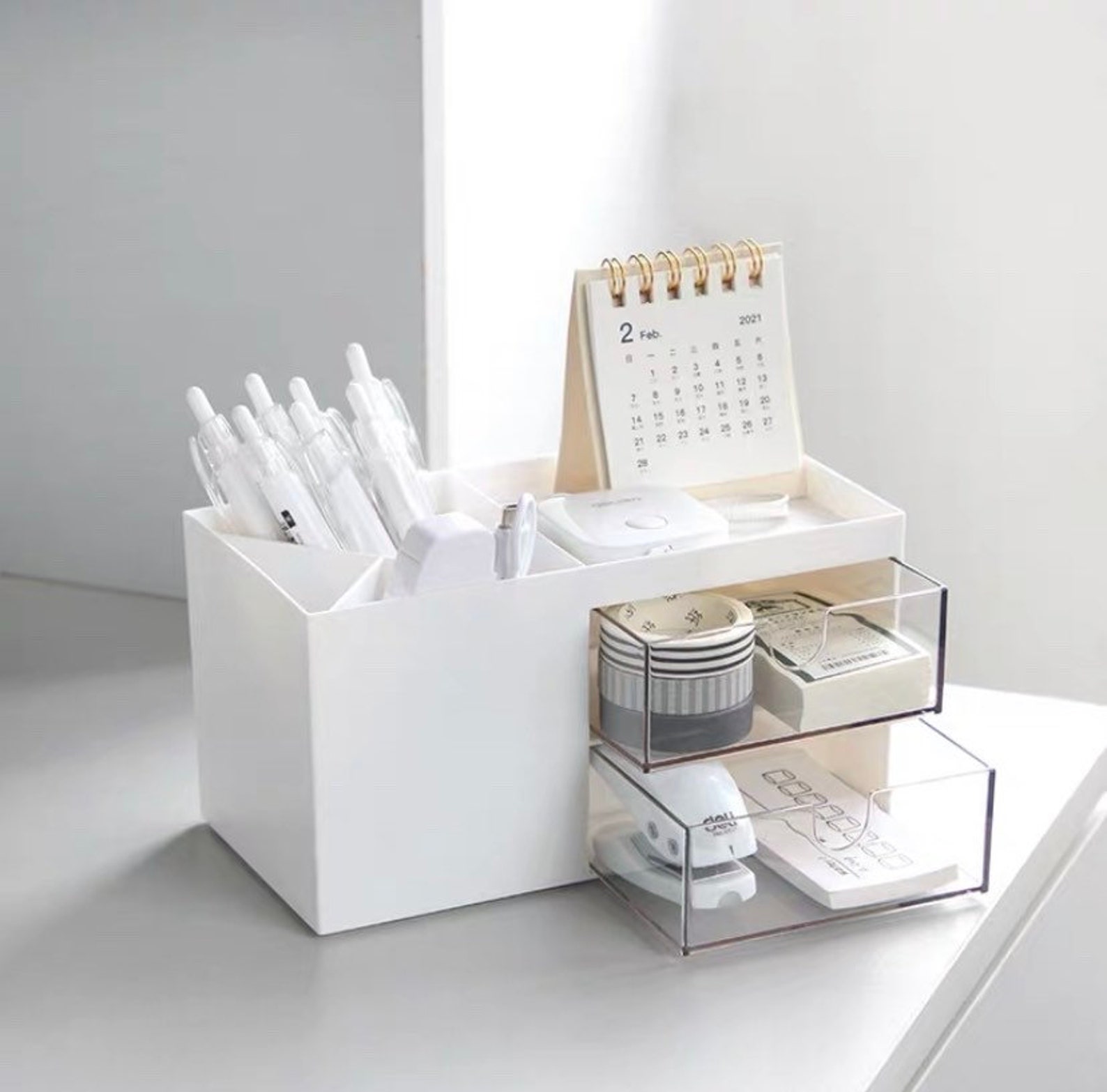 Aesthetic Desk Organizer Kawaii White Desk Organizer Cute Etsy