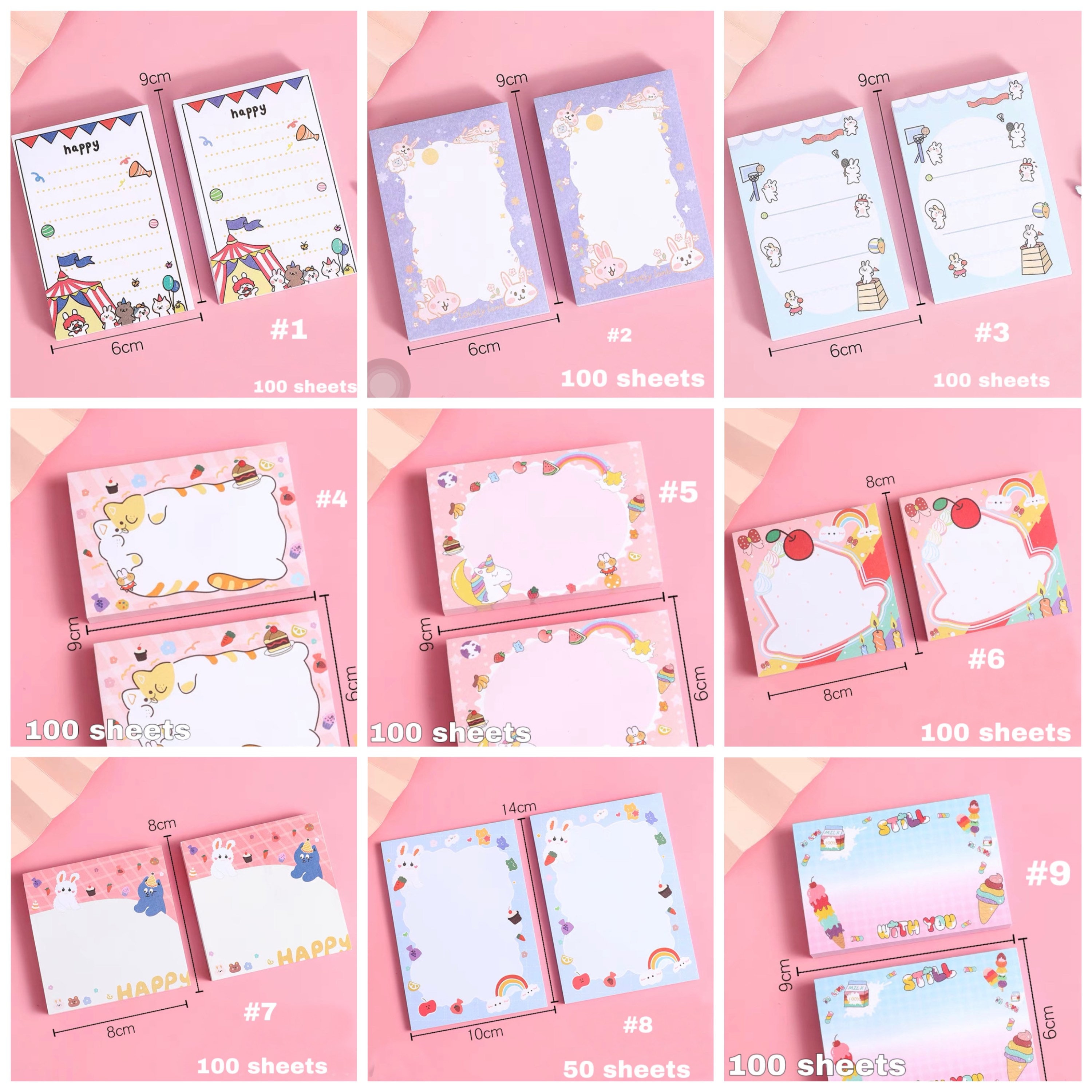 50/100pcs Cute Memo Pads Kawaii Notepads Set Cute Stickers Etsy