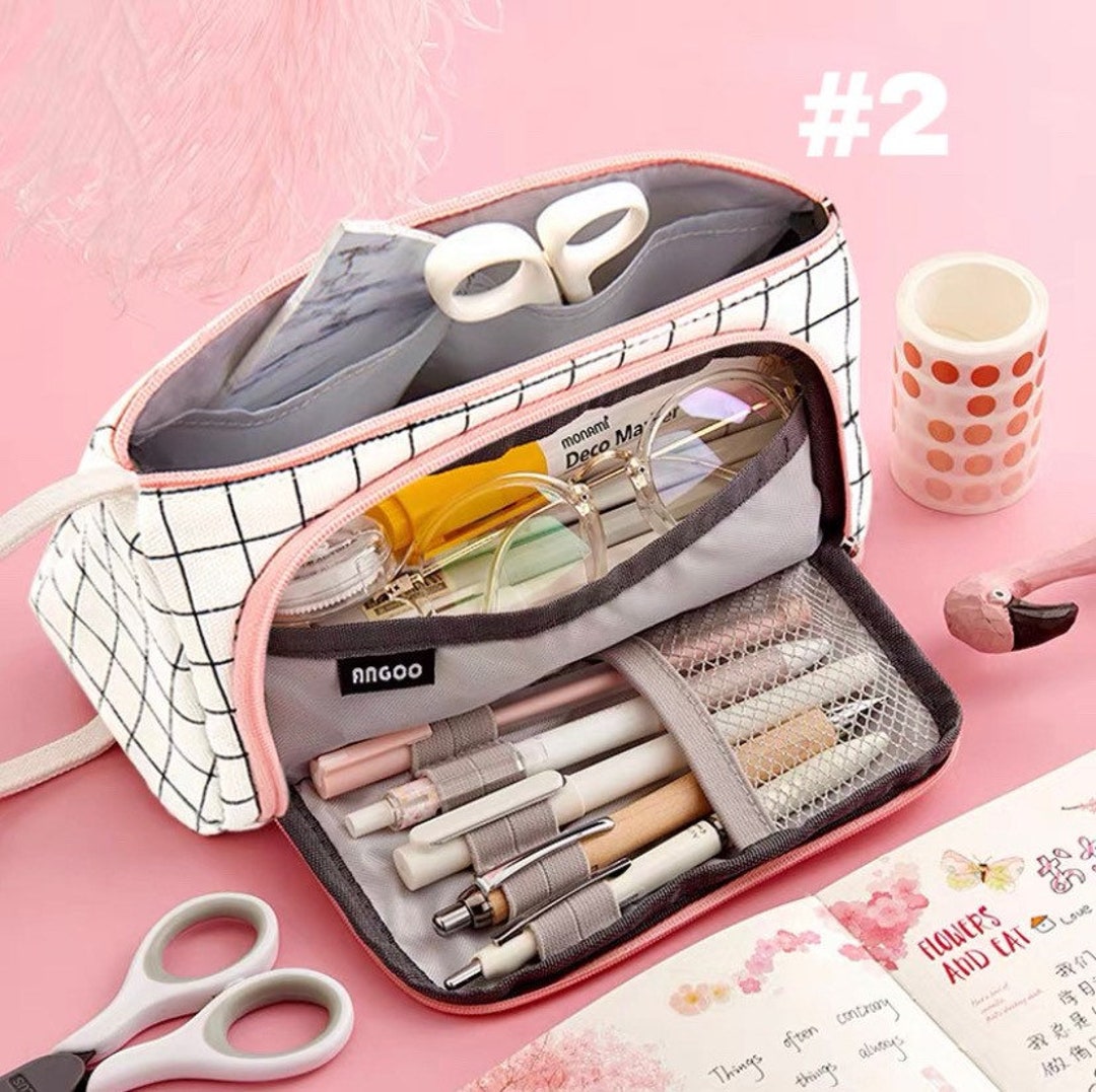 Korean Style Kawaii Aesthetic Pencil Case Transparent Pencil Case Cosmetic  Storage School Supplies Stationery