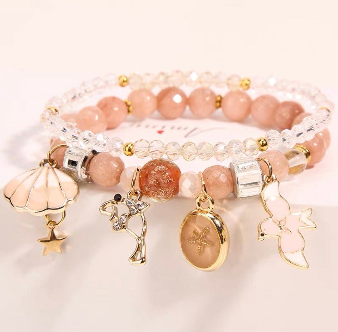 Pink Stacked Charm Bracelet – R & A Beadz