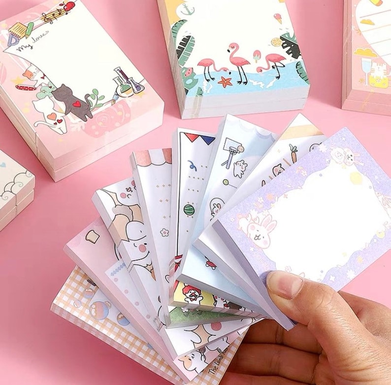 50/100pcs Cute Memo Pads Kawaii Notepads Set Cute Stickers Etsy