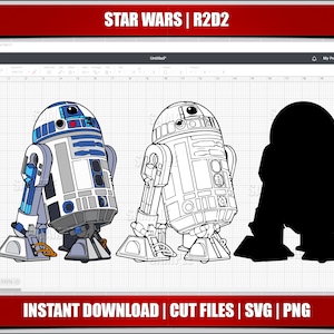 R2D2 svg, star wars svg, star wars clipart png, star wars numérique, star wars imprimable, fichiers découpés cricut, coupe silhouette, téléchargement instantané