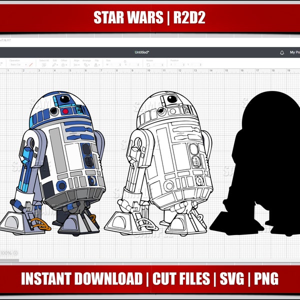 R2D2 svg, star wars svg, star wars clipart png, digital star wars, printable star wars, cricut cut files, silhouette cut, instant download