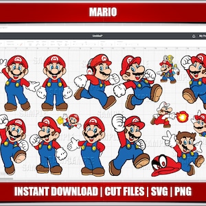 mario svg, mario png clipart, luigi svg mario birthday svg for cricut cut files, silhouette cut files, instant download, digital printable,