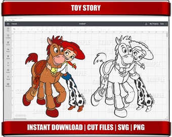 Toy Story Jessie i Bullseye SVG, Clipart na przyjęcie urodzinowe (Pobieranie cyfrowe)