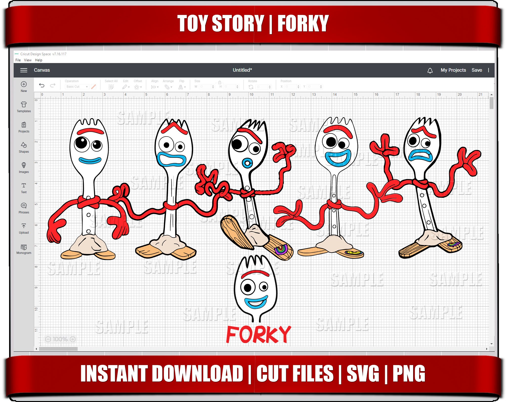 Forky Svg, Toy Story Forky Svg, I'm Trash Svg ,forky Iron Ontransfer File,  Forky Clipart, Toy Story Clipart, Eps, Dxf,png 