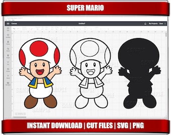 Mario Mushroom SVG PNG Clipart, Birthday Cut Files (Digital Download)