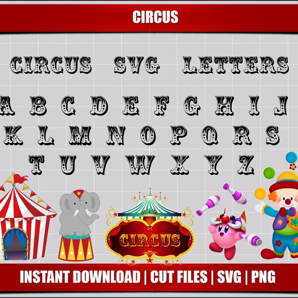 circus svg letters alphabet, circus digital circus printable circus cutting svg alphabet letters circus clipart svg party circus decorations