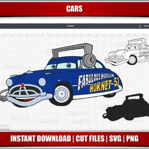 cars svg png clipart, doc hudson svg, lighting mcqueen instant download, for cricut silhouette cut files, digital printable cars cartoon svg