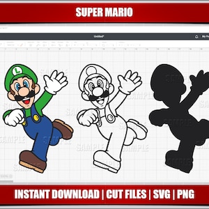 mario svg, mario png clipart, luigi svg mario birthday svg for cricut cut files, silhouette cut files, instant download, digital printable,