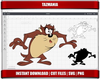 Tazmania SVG, PNG Clipart, Cricut & Silhouette Cut Files (Digital Download)