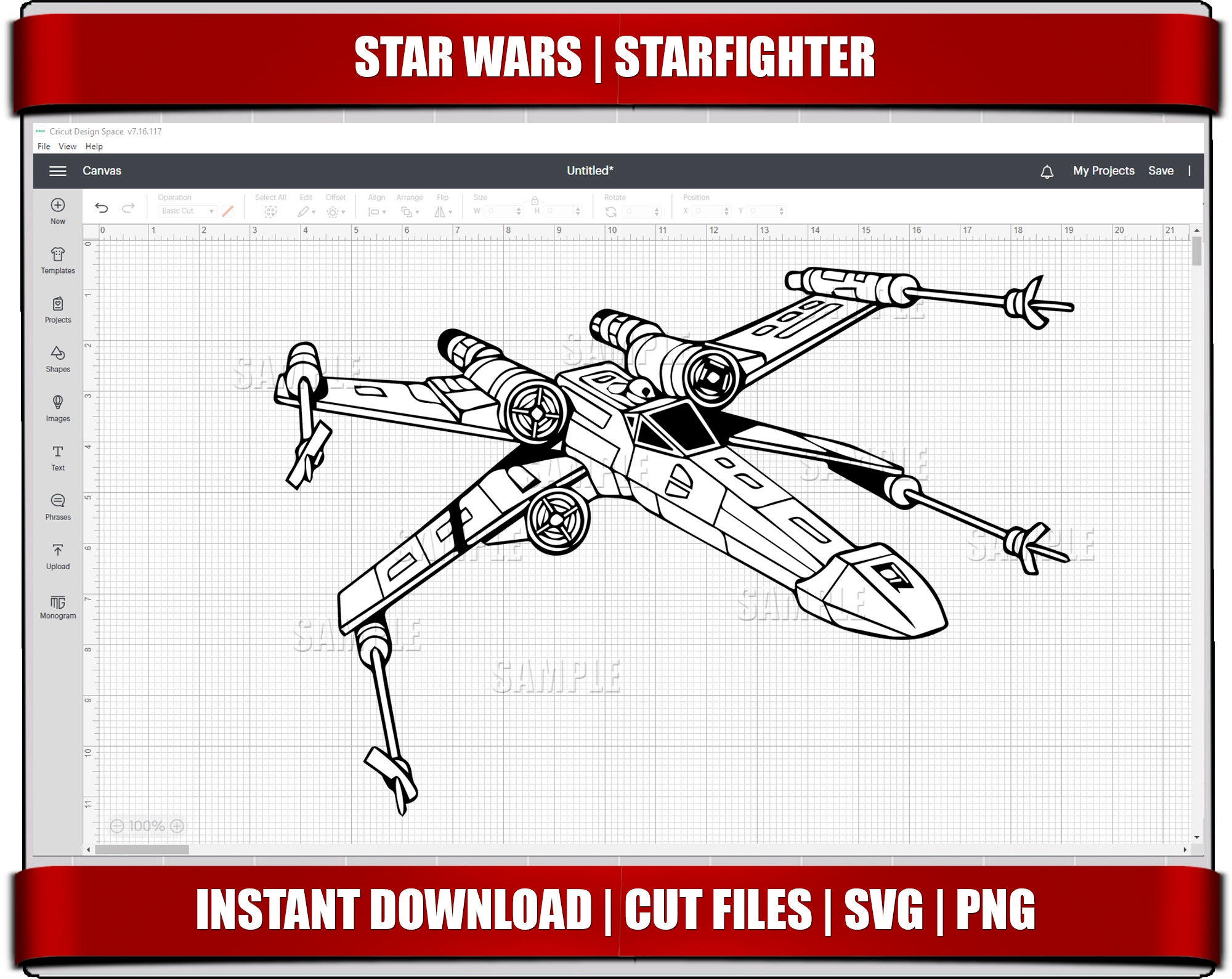 Starfighter Xwing Svg Png Clipart Star Wars Svg Instant Etsy