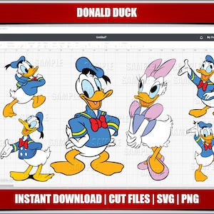 Donald Duck Cut Dateien, Mickey Mouse svg, Sofort Download, Cricut Cut Dateien, Silhouetteschnitt, Digital druckbare Geburtstag, Micky Maus Clip Art