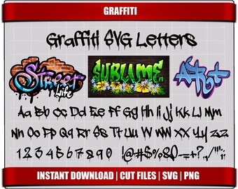 graffiti font svg cut files letters alphabet, digital graffiti printable svg instant download graffiti font clipart cutting files font svg